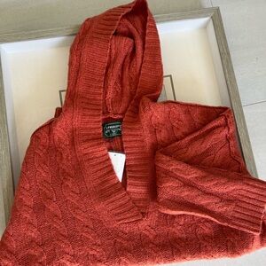American Eagle Outfitters V-Neck Cable Knit Sweater - Burnt Orange